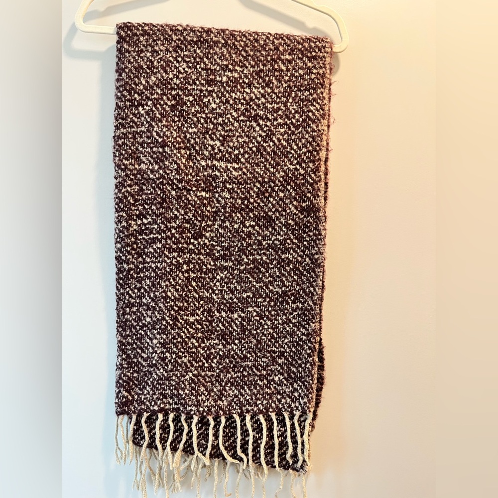 LOFT Textured Maroon and Cream Scarf